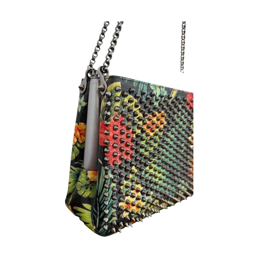Christian Louboutin Hawaii Spiked Leather Crossbody Shoulder Bag Tropical Floral - Picture 4 of 16